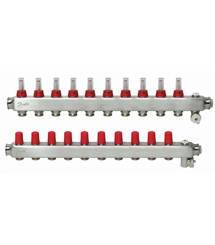 Danfoss 10’lu Paslanmaz Çelik Kollektör Seti Kollektor Seti Danfoss 088U0760 SSM 10F 10 Agizli Paslanmaz Debimetreli - Görsel 1