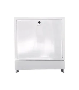 Danfoss FH-SCE Sıva Altı Kollektör Dolabı 088X0904, 119.5 cm genişliğinde, RAL 9016 beyaz lake kapaklı, çinko kaplı çelik gövdeye sahip büyük kapasiteli gömme montaj muhafaza kabinidir.