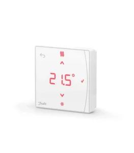 Danfoss 088U2121 Icon2 RT, Zigbee kablosuz, nem sensörlü ve adaptif öğrenme özellikli akıllı oda termostatıdır. Icon2 Master Controller ile tam uyumlu, 5-35°C hassas kontrol ve uzun pil ömrü sunar.
