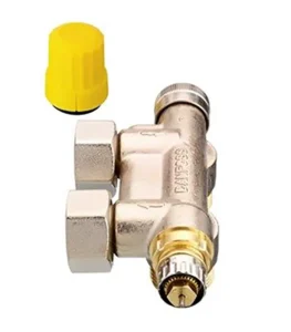 Danfoss VHS-UN Köşe Tip Termostatik Kompakt Radyatör Dönüş Vanası 013G4741 1/2 DN15 Nikel Kaplı