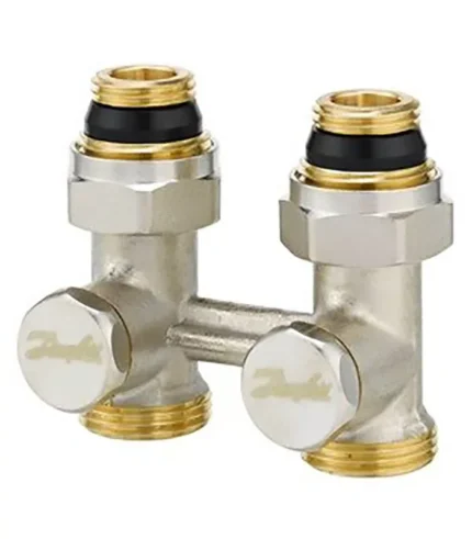 Danfoss RLV-KS Düz Tip Kompakt Radyatör Dönüş Vanası 003L0220 H-Parçası G1/2 Nikel Kaplı