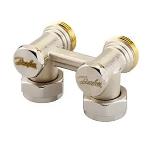 Danfoss RLV-KS Köşe Tip Kompakt Radyatör Dönüş Vanası 003L0223 H-Parçası 50mm Nikel Kaplı