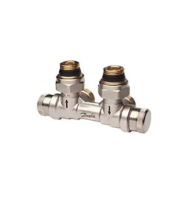 Danfoss RLV-KDV Sol Dik Köşe Tip Kompakt Dinamik Radyatör Dönüş Vanası 013G7872 H-Parçası Nikel Kaplı